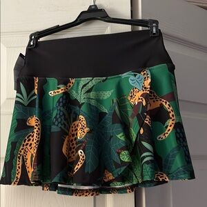Green and Gold Skirt with Asymmetrical High-Low Design tennis or pickleball